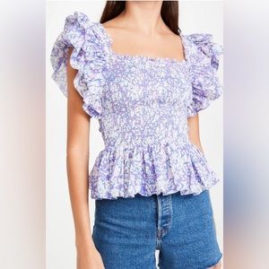 Love the Label Smocked Ruffle Square Neck Top! Great Condition!